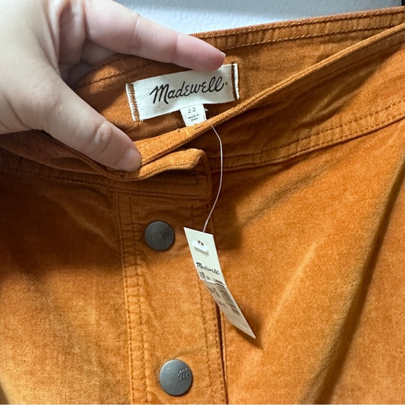 Madewell Orange Velveteen A-Line Mini Skirt: Button-Front Edition - Picture 6 of 11